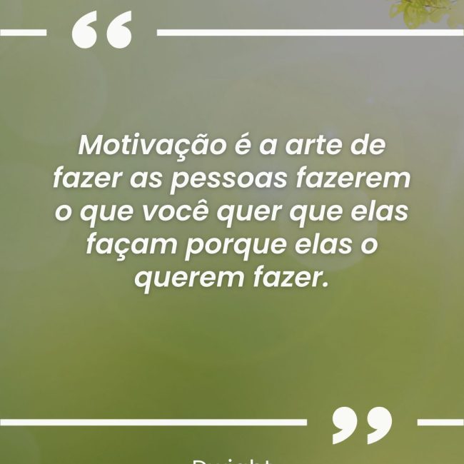 Motivação é a arte de fazer as pessoas fazerem o que você quer que elas façam porque elas o querem fazer.