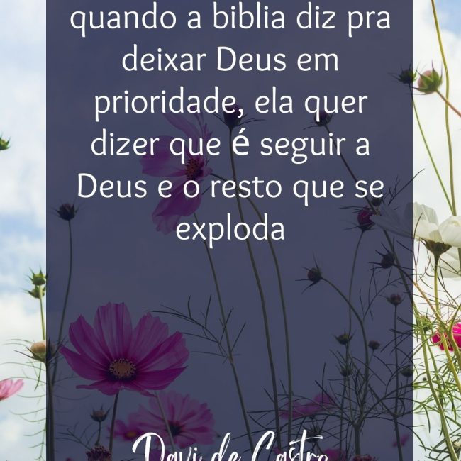 quando a biblia diz pra deixar Deus em prioridade, ela quer dizer que é seguir a Deus e o resto que se exploda