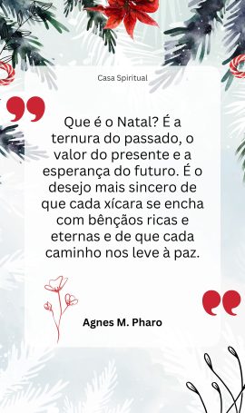 Que é o Natal? É a ternura do passado, o valor do presente e a esperança do futuro. É o desejo mais sincero de que cada xícara se encha com bênçãos ricas e eternas e de que cada caminho nos leve à paz.