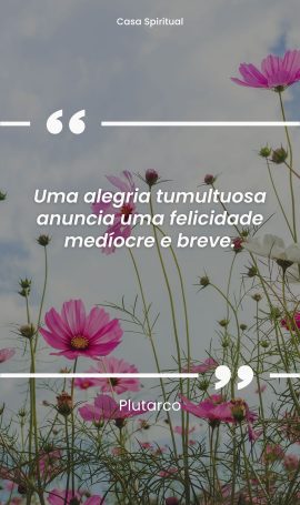 Uma alegria tumultuosa anuncia uma felicidade medíocre e breve.